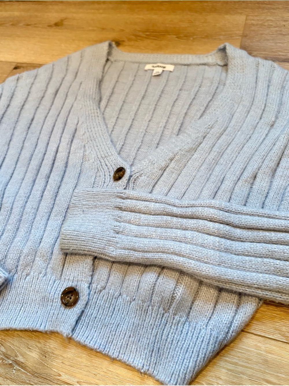 Garage Light Blue Ribbed V-Neck Cardigan Size Small